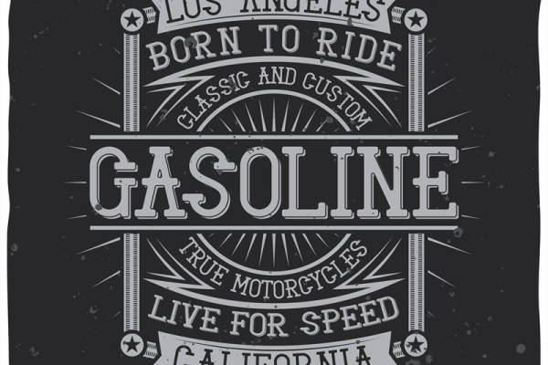 洛杉矶复古风格裁片印花服装 经典摩托车文化印花T恤