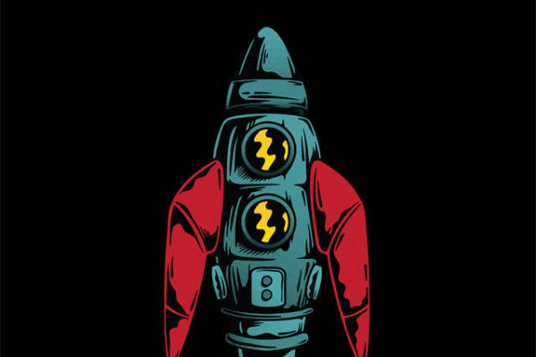 复古风格火箭裁片印花服装印花设计