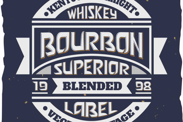 复古肯塔基波旁威士忌裁片印花服装