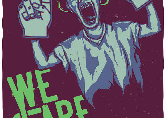 复古摇滚风裁片印花服装：我们是冠军的呐喊