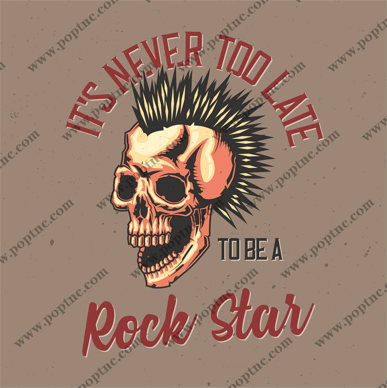 摇滚风格骷髅头裁片印花服装,永不太晚成为摇滚明星