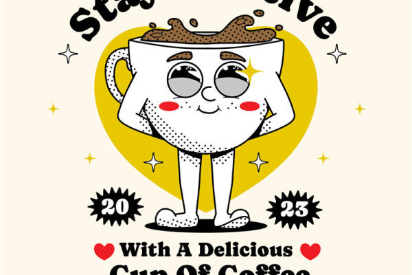 保持积极态度：用一杯美味的咖啡开启2023年裁片印花服装