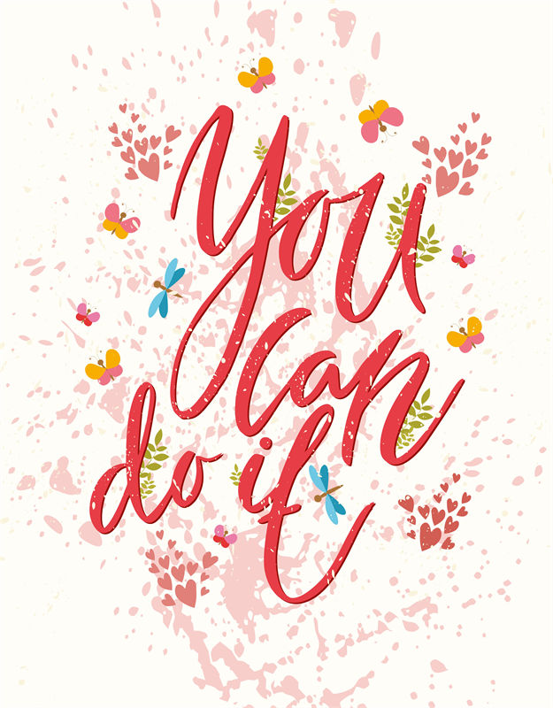 激励人心的裁片印花服装：'You Can Do It'花卉设计