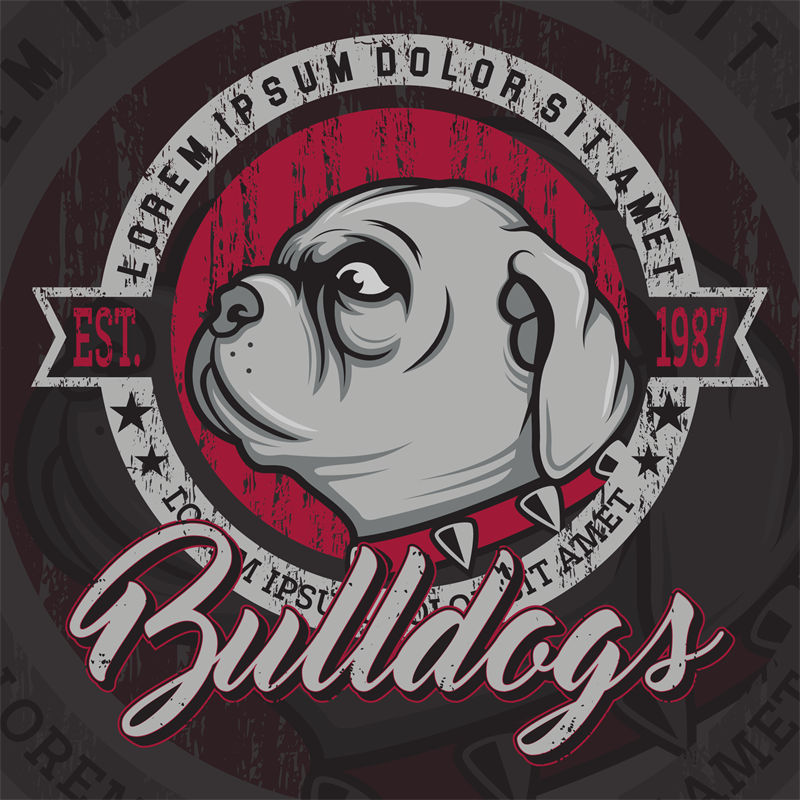 复古风格裁片印花服装：1987年Bulldogs队徽设计