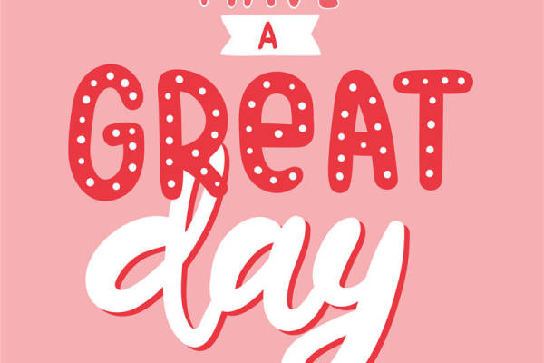 温馨粉色背景上的裁片印花服装:祝你拥有美好的一天