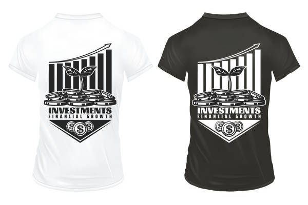 时尚投资主题裁片印花服装印花T恤，展现金融成长魅力