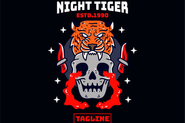 夜虎1990：复古风格裁片印花服装印花设计