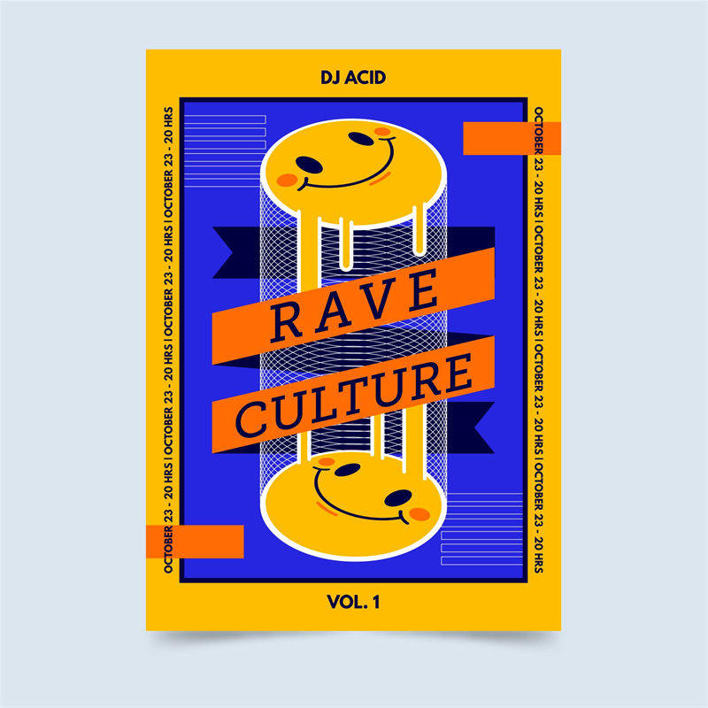 Rave Pop DJ ACID Rave Culture 裁片印花服装印花设计-POP花型网