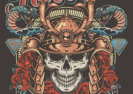 东京纹身大会2020:骷髅与玫瑰的裁片印花服装