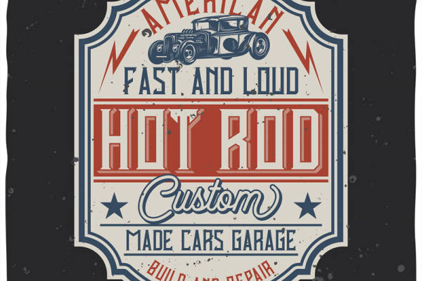 经典美式热棒汽车裁片印花服装，展现速度与激情