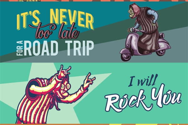 复古摇滚风格裁片印花服装：经典与幽默的完美结合