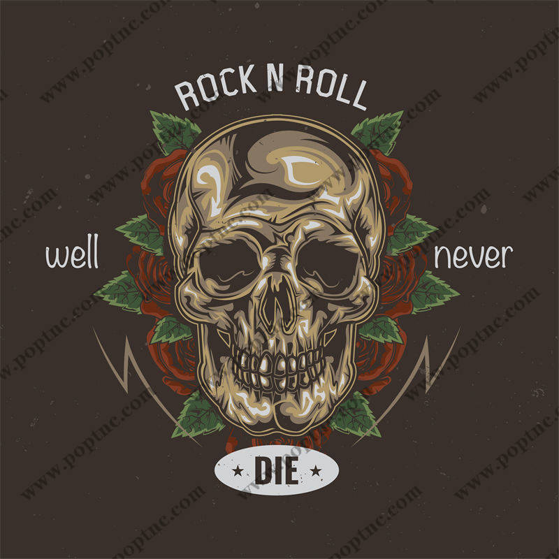 摇滚精神不死:骷髅头裁片印花服装印花设计