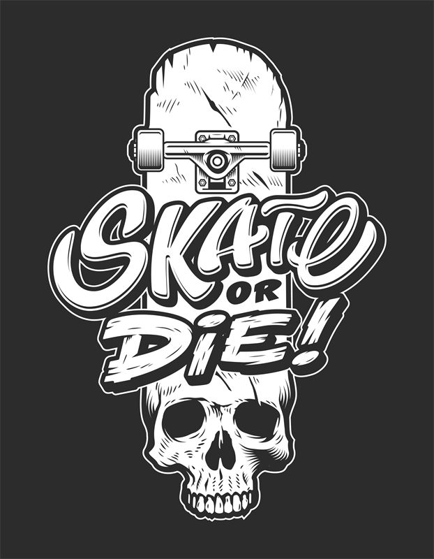 街头潮流风格裁片印花服装：Skate or Die!