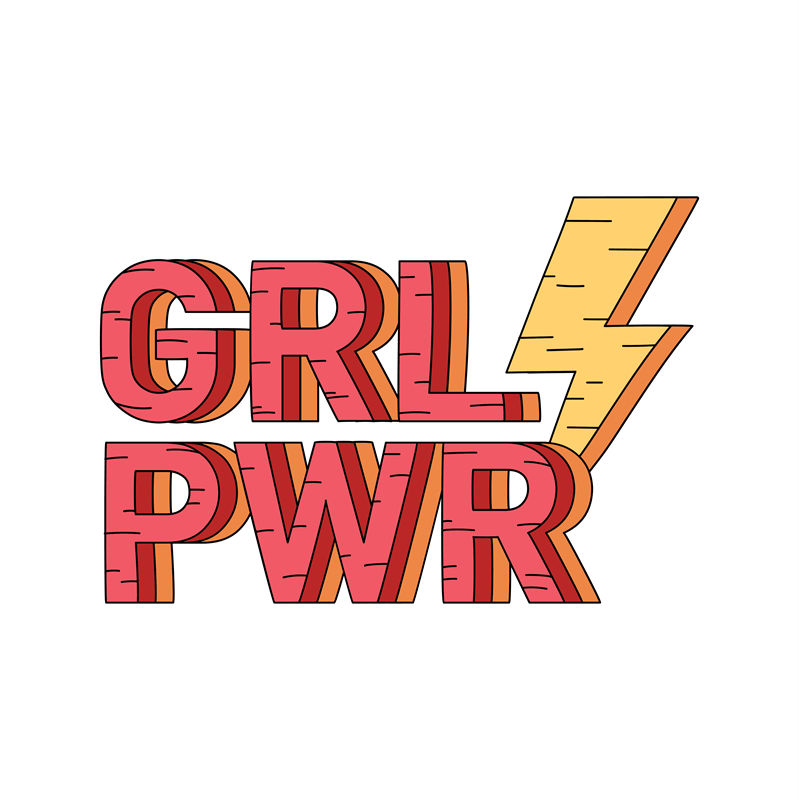 活力四射的粉色与橙色'grill pwr'裁片印花服装