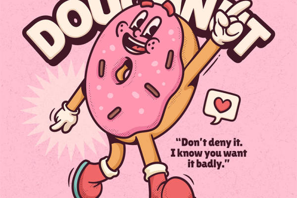 甜蜜诱惑：粉色甜甜圈裁片印花服装印花设计