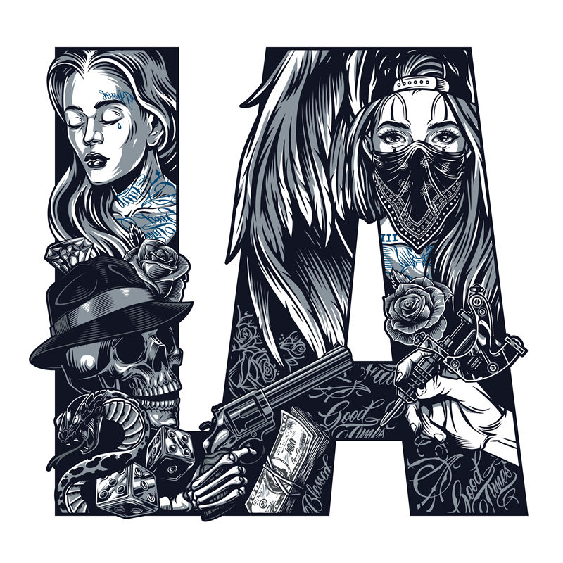 时尚街头风格裁片印花服装印花设计，展现独特个性