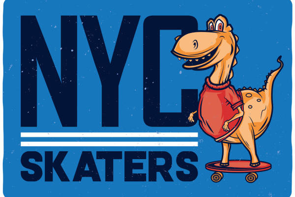 纽约滑板恐龙裁片印花服装:街头时尚新潮流