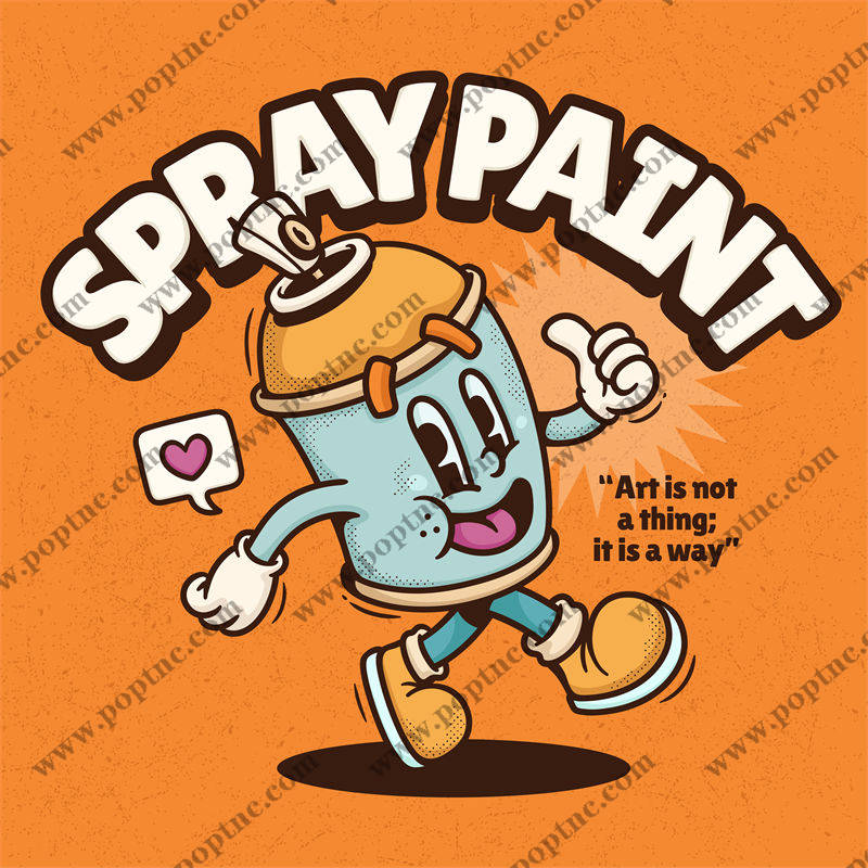 活力四射的卡通喷漆罐裁片印花服装印花设计