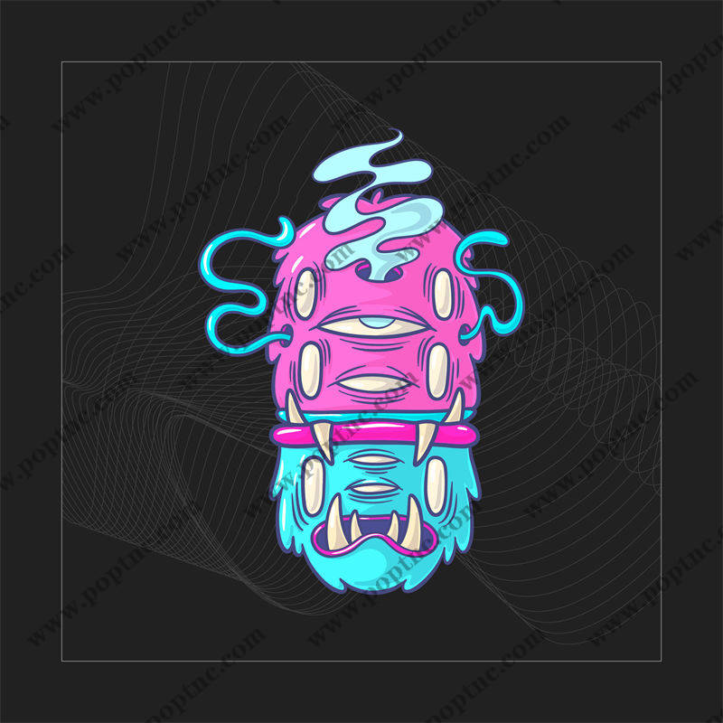 时尚街头风格裁片印花服装:独特怪兽图案设计