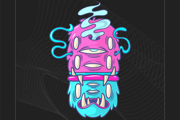 时尚街头风格裁片印花服装:独特怪兽图案设计