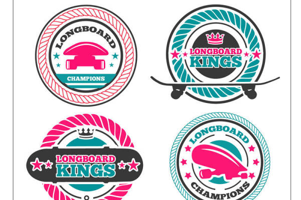 复古长板王冠军徽章风格服装印花设计