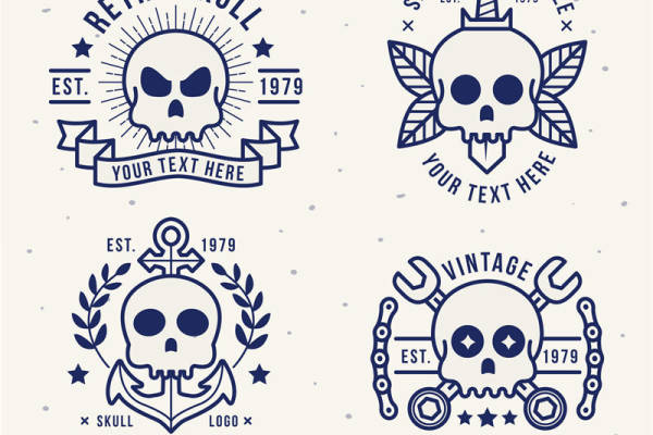 复古骷髅纹样服装印花设计,时尚个性裁片印花