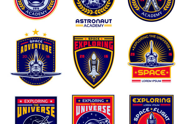 太空探险系列:宇航员徽章设计服装印花