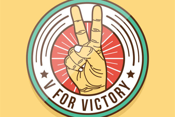 复古胜利手势印花：独特设计的服装裁片印花