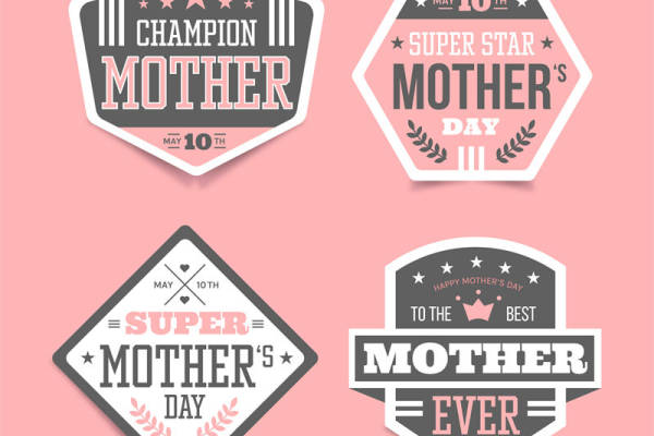 复古母亲节主题裁片印花，适合服装设计