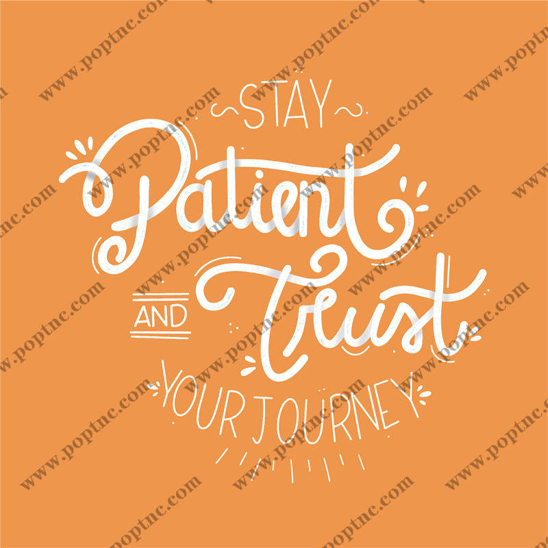 温暖橙色背景上的耐心与信任印花服装