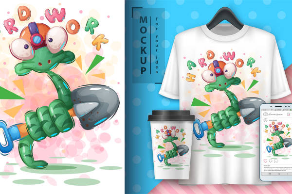 创意裁片印花：趣味卡通青蛙图案服装印花设计