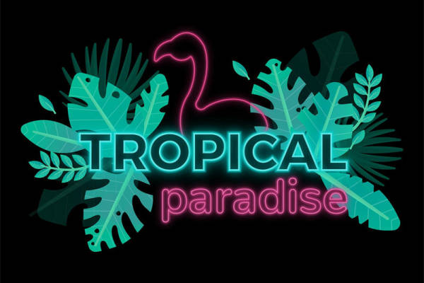 热带风情霓虹火烈鸟服装印花设计：时尚与自然的完美结合