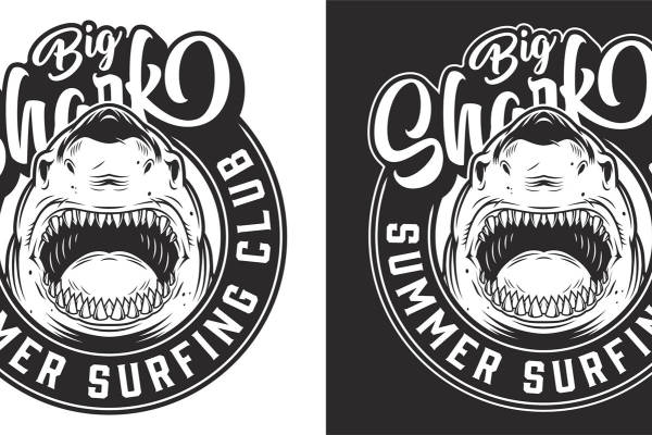 夏日海滩风情裁片印花：鲨鱼图案服装印花设计