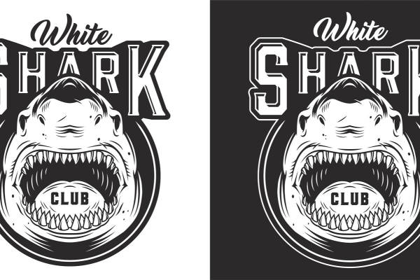 鲨鱼俱乐部:复古鲨鱼印花服装裁片