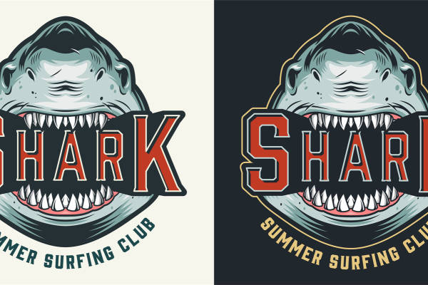 鲨鱼图案裁片印花，夏季海滩风情服装印花设计