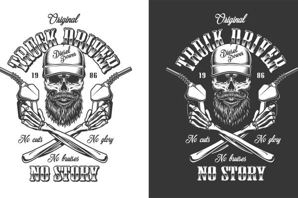 复古工业风卡车司机图案服装印花设计