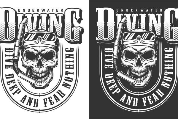 复古潜水头盔骷髅图案裁片印花服装设计