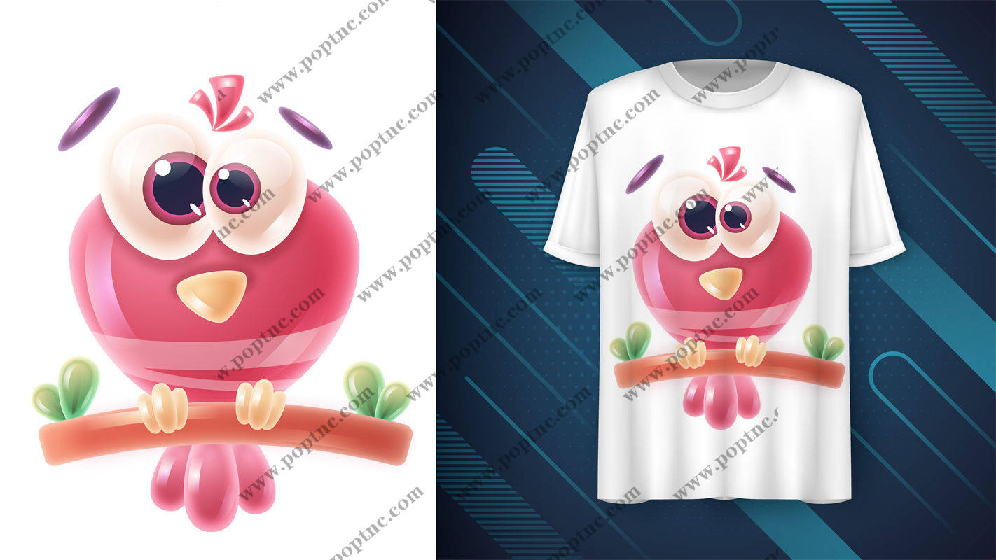 可爱卡通鸟儿裁片印花,打造个性时尚服装