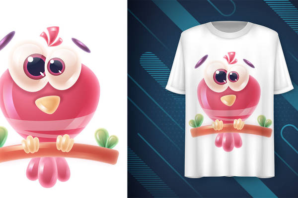 可爱卡通鸟儿裁片印花,打造个性时尚服装