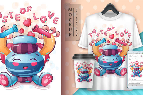 萌趣小熊健身图案，打造个性化的服装印花设计