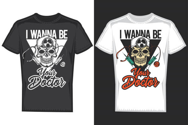 时尚裁片印花:骷髅医生创意服装印花设计