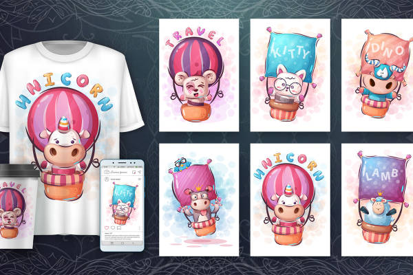 可爱独角兽热气球印花:轻松打造个性化的服装裁片