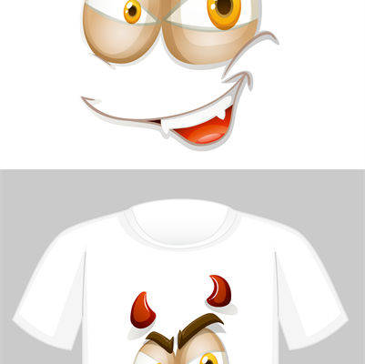 裁片印花:恶魔表情服装印花设计,个性与时尚的完美结合