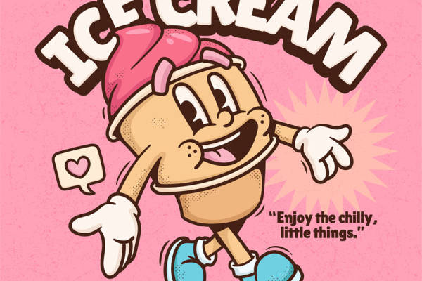 甜美冰淇淋花型裁片印花，打造时尚服装