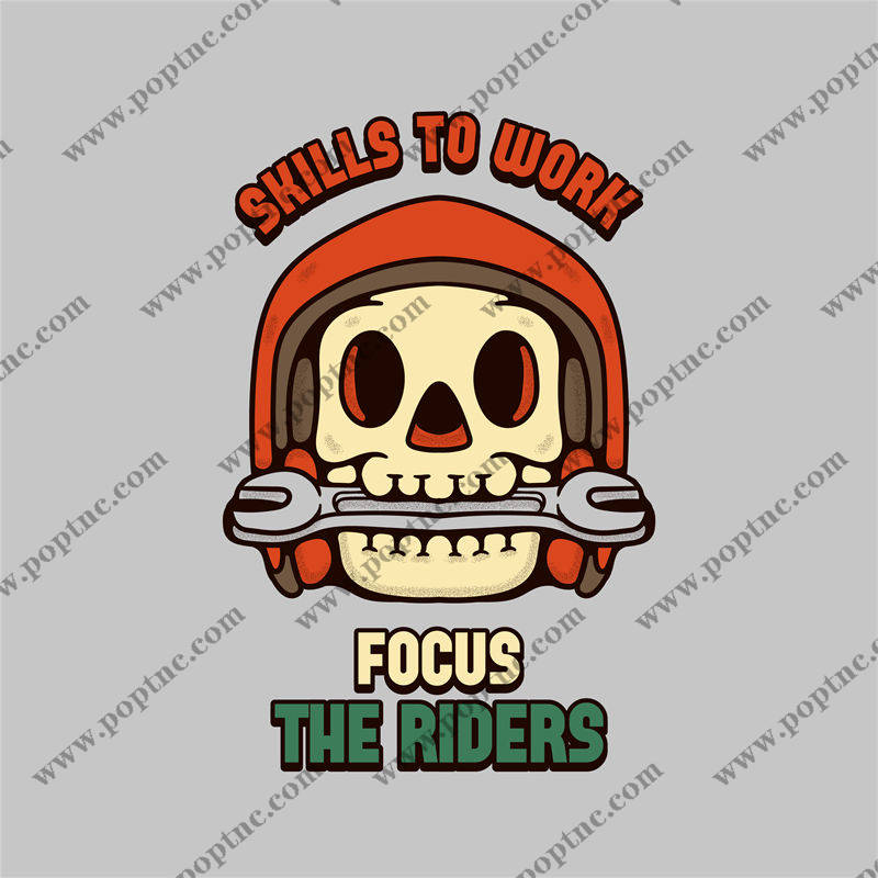 复古摩托车头盔图案服装印花设计