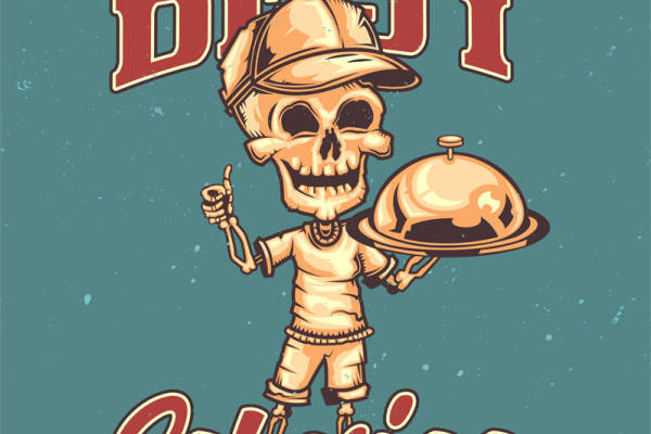 复古骷髅服务员：个性裁片印花服装设计