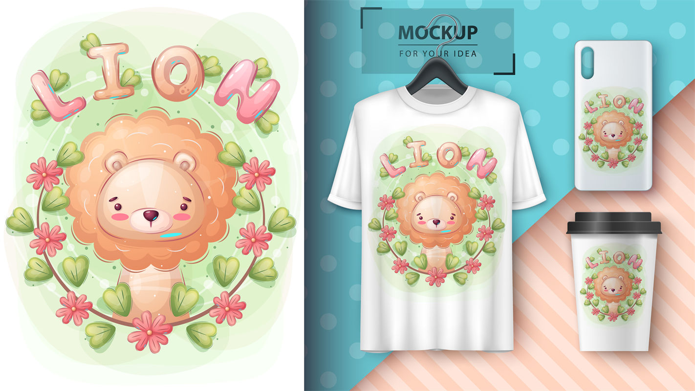可爱狮子花型裁片印花：打造个性服装印花