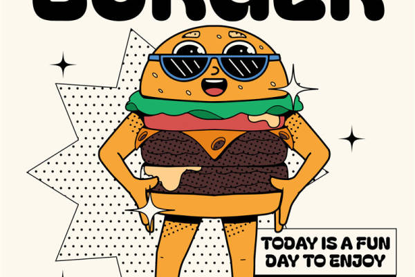 时尚裁片印花：汉堡风服装印花设计，轻松打造个性街头风