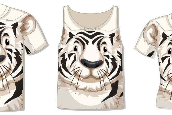 老虎头像裁片印花设计,时尚百搭服装印花