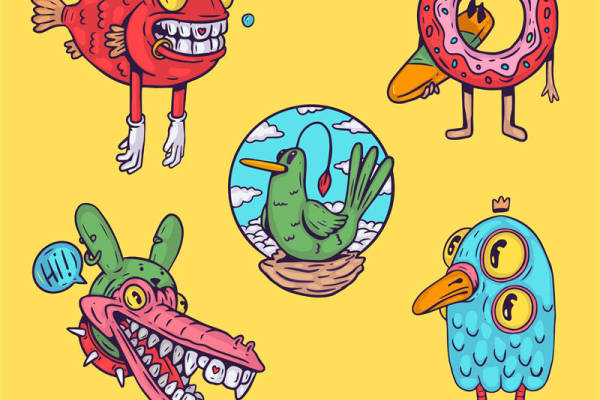 创意裁片印花：趣味动物图案服装印花设计